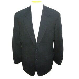 Vintage SOCIETY Mens (40R) Navy Blue 2 Button Wool Sport Coat Blazer Suit Jacket